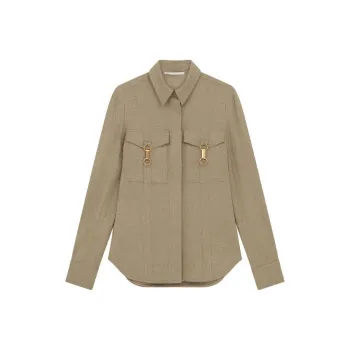 Stella McCartney Clasp Embellished Curved Hem Shirt