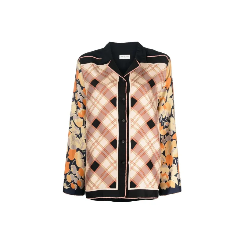 DRIES VAN NOTEN 2000s Mixed pattern Silk Blouse-0