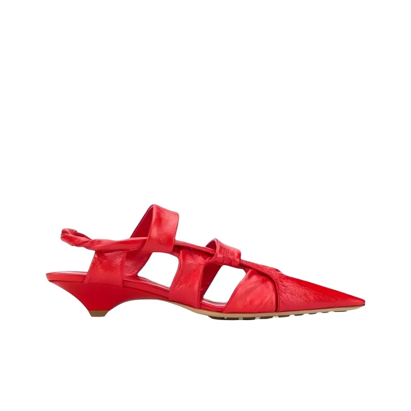 Bottega Veneta Point Casual Single Shoes Women's Red-1