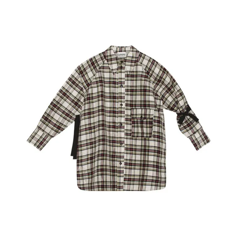 GANNI Checked Straight Hem Shirt-0