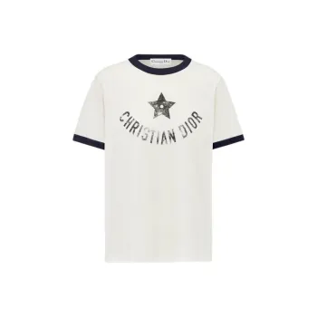 DIOR DIORIVIERA Logo Letter Print Casual Crew Neck Short-Sleeved T-Shirt T-Shirt Women's Ecru
