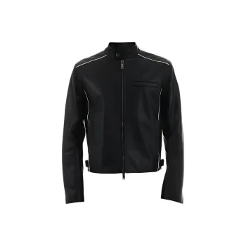 Valentino Leather Jackets Men Black