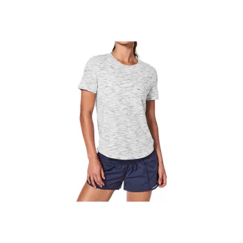 Lululemon Moisture-Wicking Comfortable Running Short-Sleeved T-Shirt Women's Space Dye Gray-White