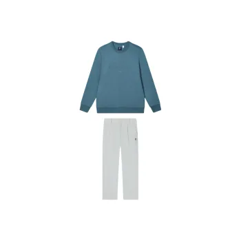 FILA Casual Sportswear Men Set Navy Blue Top+Slate Gray Bottom