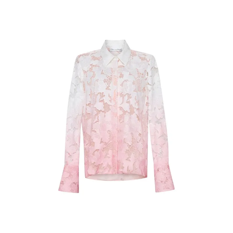 Oscar De La Renta Ombré Peony Guipure Blouse-0