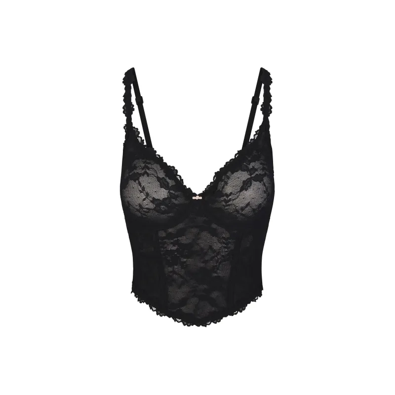 SKIMS STRETCH LACE CORSET Camisole Women's ONYX/Onyx-0
