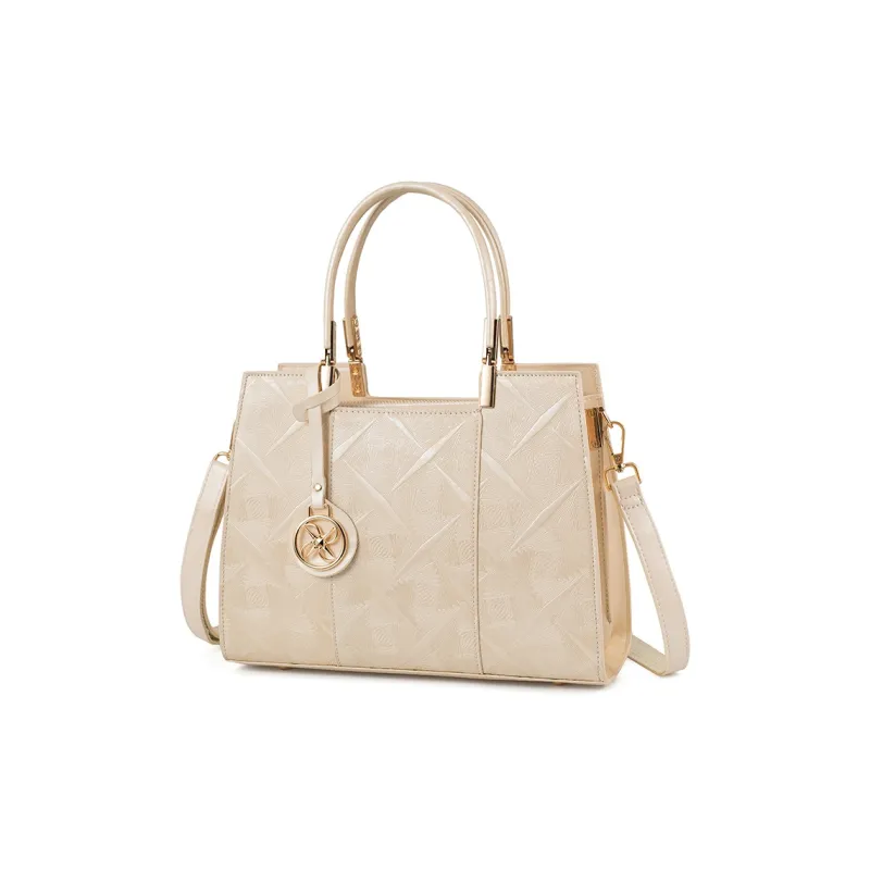 Vigno High quality Fabric One Shoulder Handbags Medium Size Women's Ecru-2