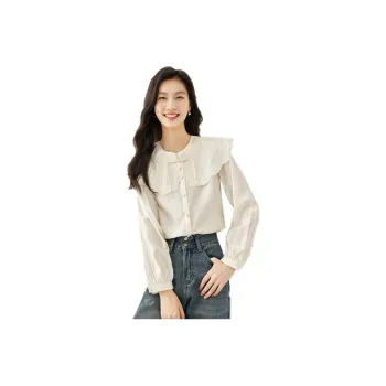 VIMLY Chiffon Shirts Women's Apricot