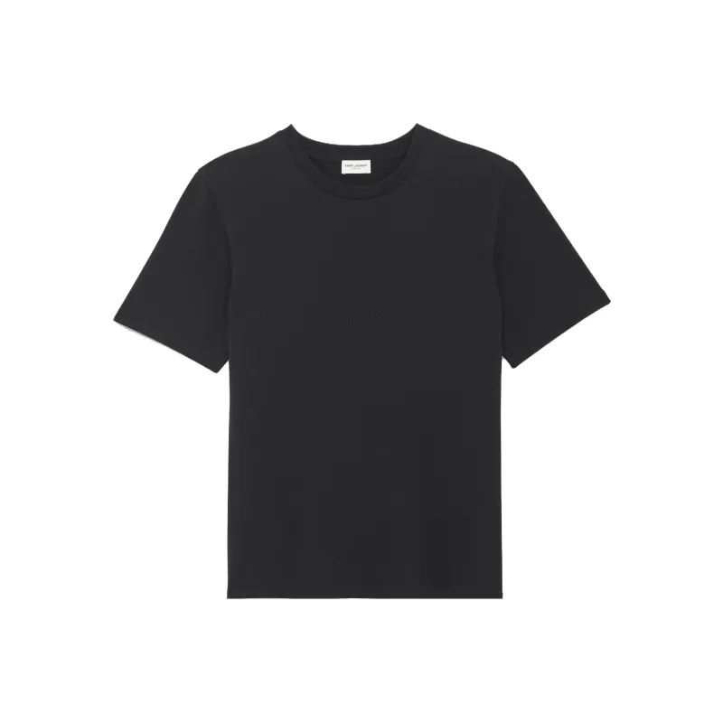 SAINT LAURENT Logo embroidered Cotton T shirt-0
