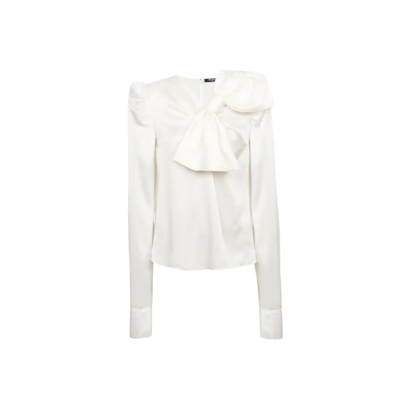 BALMAIN A Large Bow Embellished Top-0
