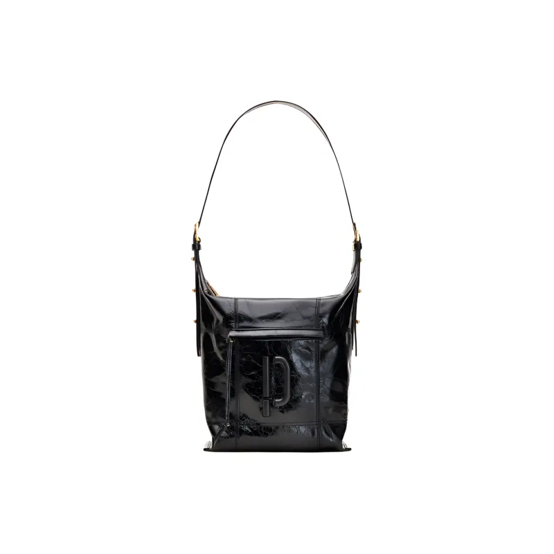 PECO Cow Leather Bucket Bags Shoulder Bag Crossbody Bag Unisex Black/Pink/Denim/White-2