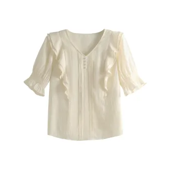 She Enjoys Chiffon Shirt Women's Milk White