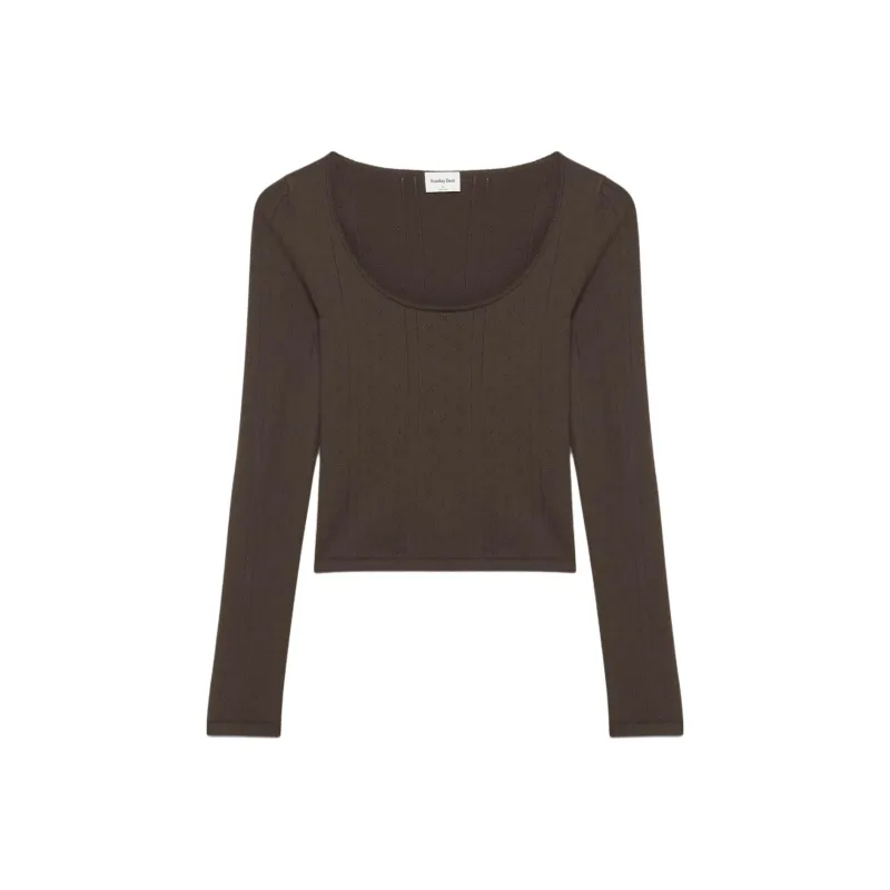 ARITZIA Sunday Best Francis Sweater Knitwear Women's Rich Mocha Brown/Deep Mocha Brown-0