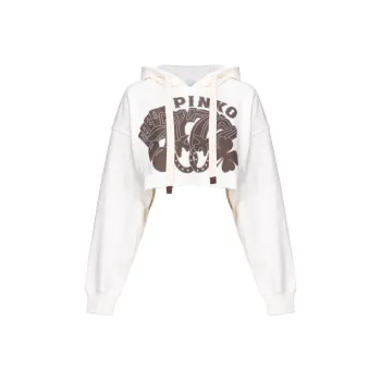 PINKO Y2K Cards Cotton Cropped Hoodie