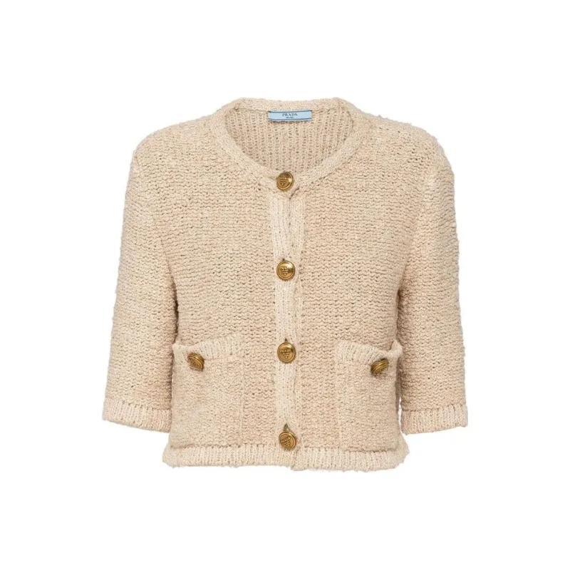 PRADA Bouclé Cropped Cardigan-0
