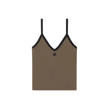 COURREGES SS24 CONTRAST V NECK TANK TOP Camisole Women's Camouflage Green/Green Camouflage