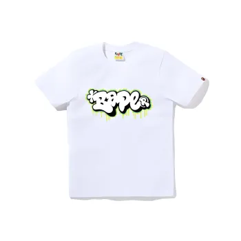 A BATHING APE Graffiti Logo Tee White