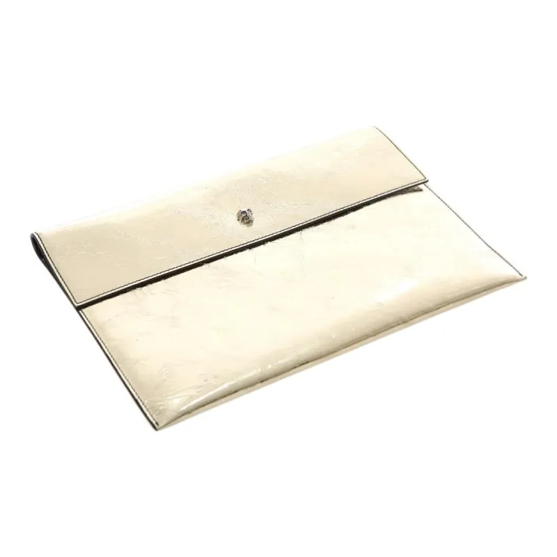 Alexander McQueen Cow Leather Clutch Medium Size Women's Gold-5