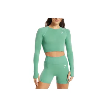 GYMSHARK T Shirt Women's Lagoon Green/Mud Gray Slate