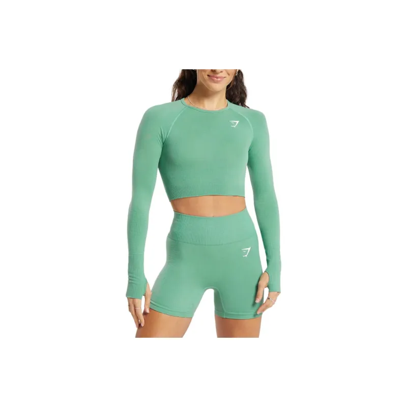 GYMSHARK T Shirt Women's Lagoon Green/Mud Gray Slate-0