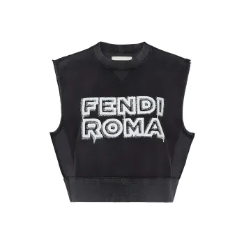 FENDI By Marc Jacobs Jersey Sleeveless Cropped Sweatshirt Black