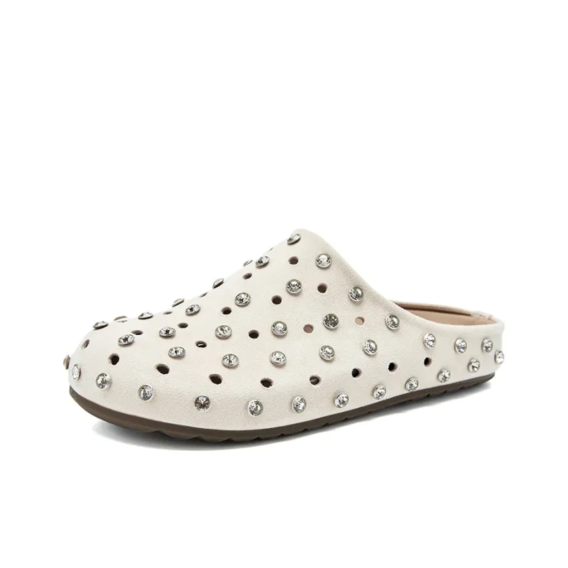 WESTLINK Cut Out Rhinestone Slip Resistant Closed Toe Slippers Women's-1