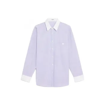 CELINE Oversized Shirt In Striped Chambray Cotton