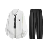 White Smoke Checkered Tie Clothing Sets