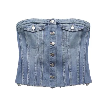 ZARA Strapless Tops Women's Blue