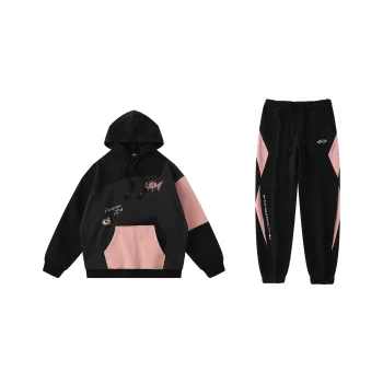LAMLICKA Sweatshirt Set Unisex Black+Black