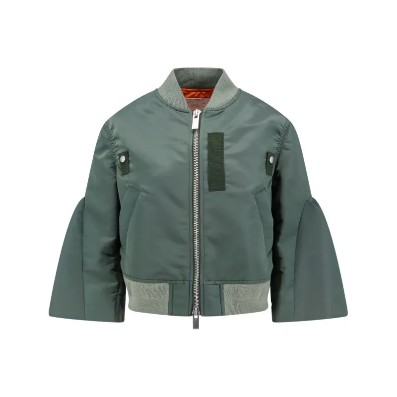 Sacai Puff Sleeved Panelled Bomber Jacket-0