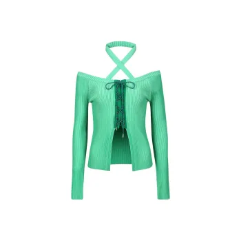 ANDERSSON BELL Ribbed Lace up Fastening Cardigan
