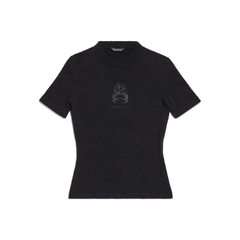 Balenciaga Burning Unity Fitted Knit Top-0