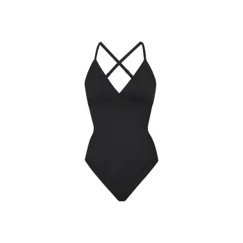 SKIMS BARELY THERE BODYSUIT BRIEF W/SNAPS Bodysuits Women's Black ONXY