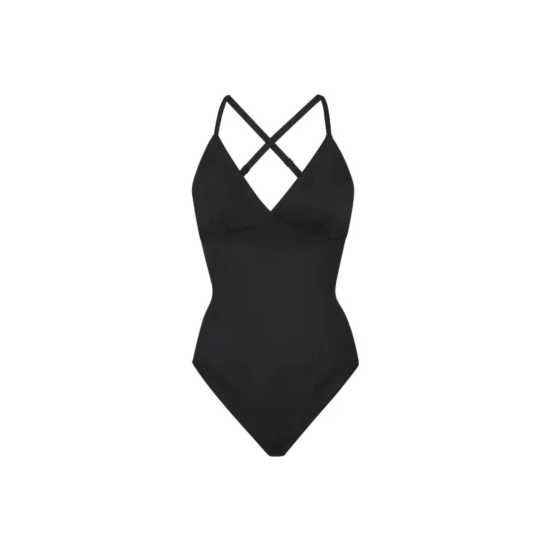 SKIMS BARELY THERE BODYSUIT BRIEF W/SNAPS Bodysuits Women's Black ONXY-0