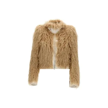 DRIES VAN NOTEN High Neck Vangel Faux Shearling Jacket