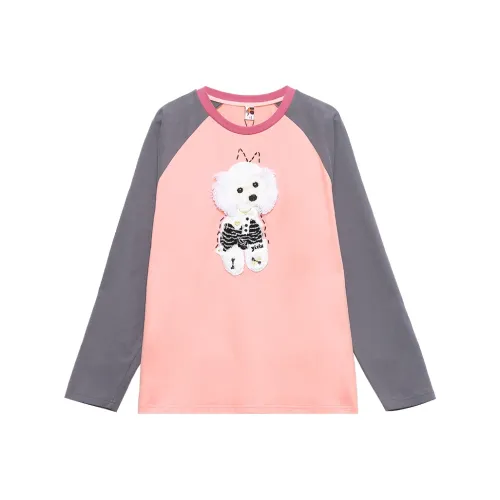MUGUOGUOMU T Shirt Women's Pink Gray