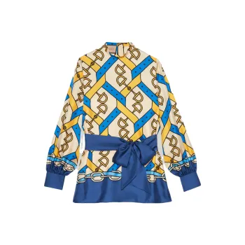 GUCCI Horsebit print Long sleeve Silk Shirt