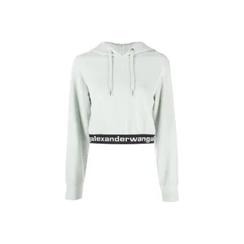 Alexander Wang Logo Cropped Corduroy Hoodie
