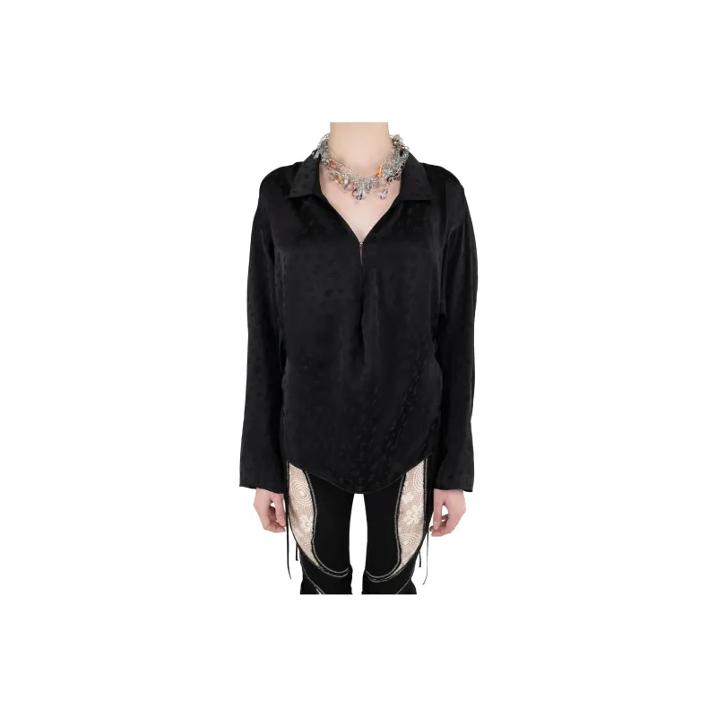 KIKO KOSTADINOV Long-Sleeved V-Neck Drawstring Blouse-0