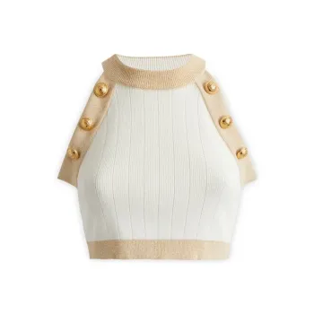 BALMAIN Ribbed knit Cropped Top