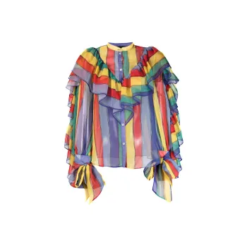 ROCHAS Stripe print Ruffled Blouse