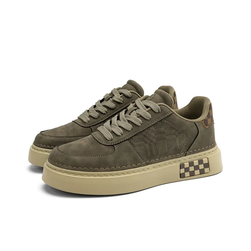 AOKANG Elegant Style Series Skateboard Shoes Men Low Top Khaki, Black-46