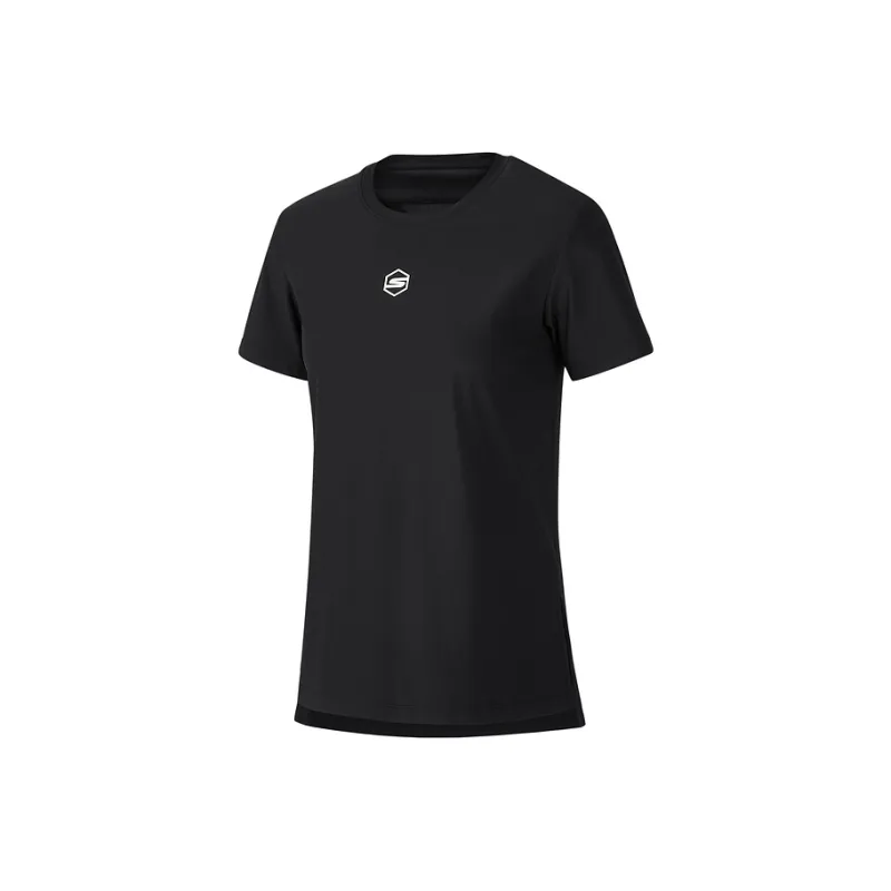 Skechers Sports Lifestyle Sports Casual Regular T Shirt Women's Carbon Black-0