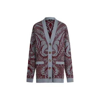ETRO Jacquard V Neck Buttoned Cardigan