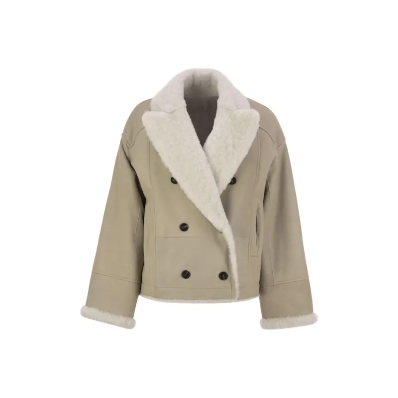 Brunello Cucinelli Double Breasted Leather Jacket-0