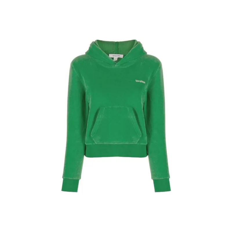 SPORTY & RICH Logo embroidered Fleece Hoodie-0