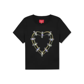 GUESS YUEQI QI Co branded Model T Shirts Women's Black