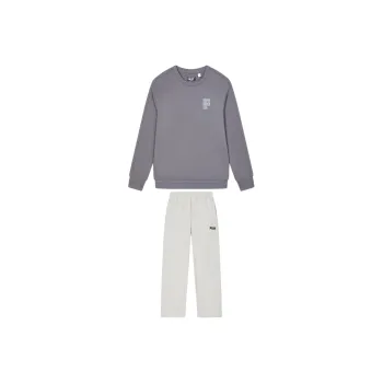 FILA Casual Sportswear Men Clothing Sets Cloud Dola Gray Sweatshirt+Moon Mist Gray Pants