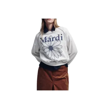 MARDI MERCREDI FW24 SWEATSHIRT RAGLAN FLOWERMARDI_WHITE NAVY Sweatshirt Korean Style Women's Marine Blue